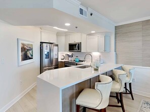 Fridge, microwave, oven, dishwasher