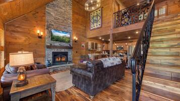 TV, fireplace, video games