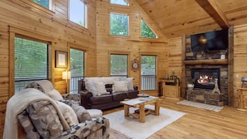 Smart TV, fireplace, DVD player