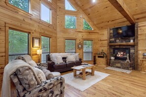 TV connectée, cheminée, lecteur de DVD