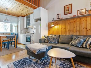 Una televisión, una chimenea