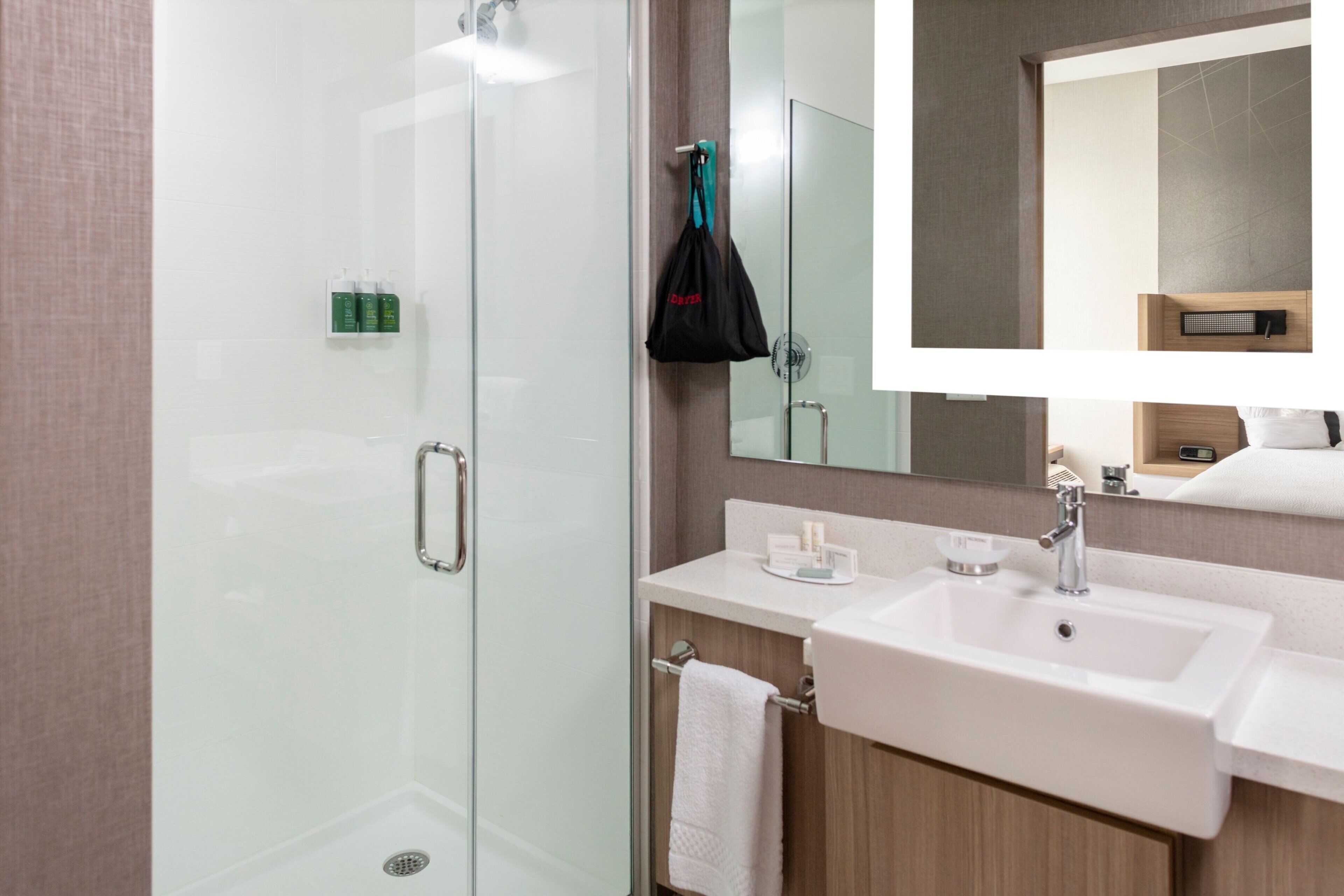 free toiletries, hair dryer, towels