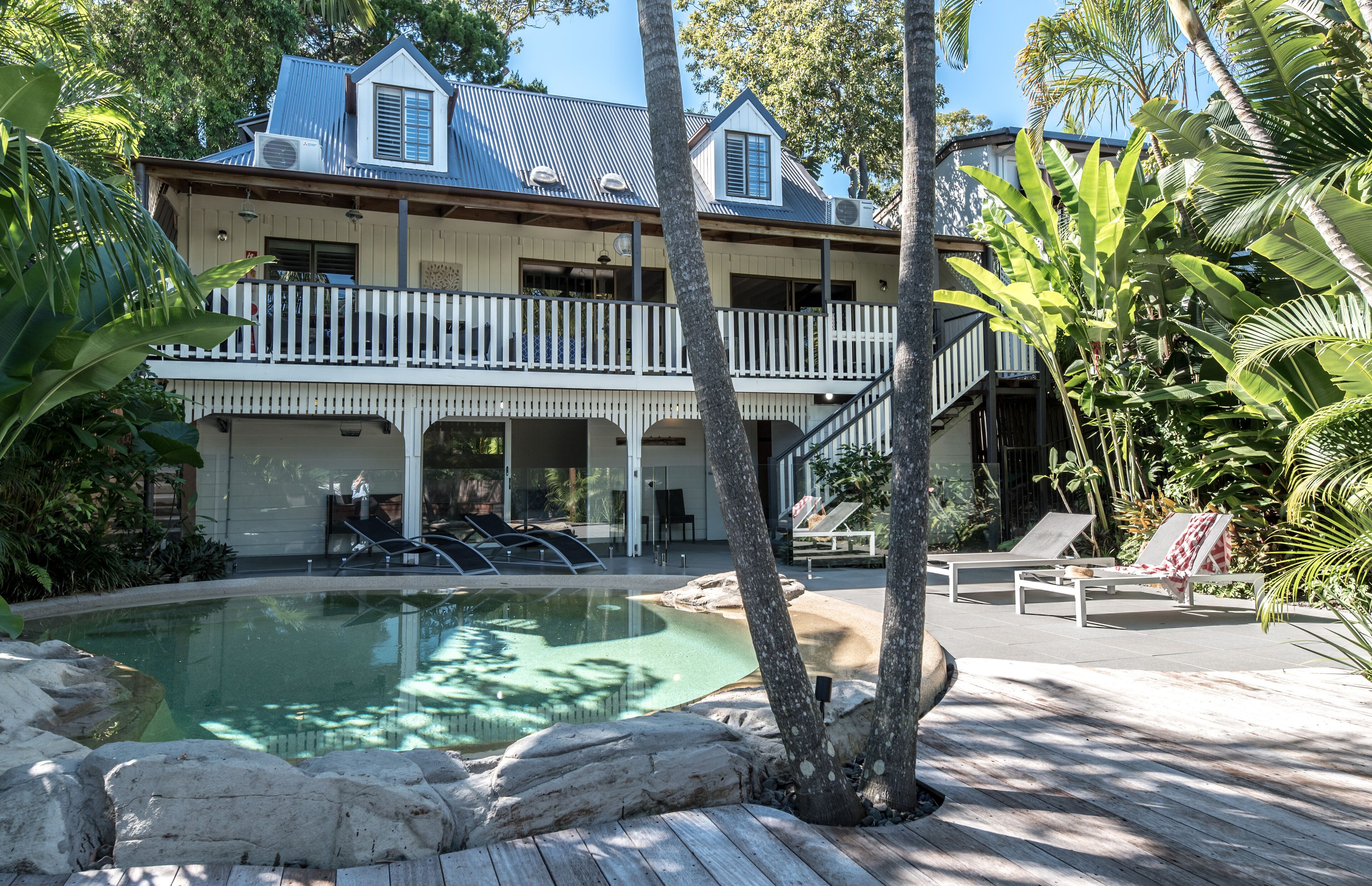 Noosa Beach Cottage with Private Tropical Garden & Heated Pool