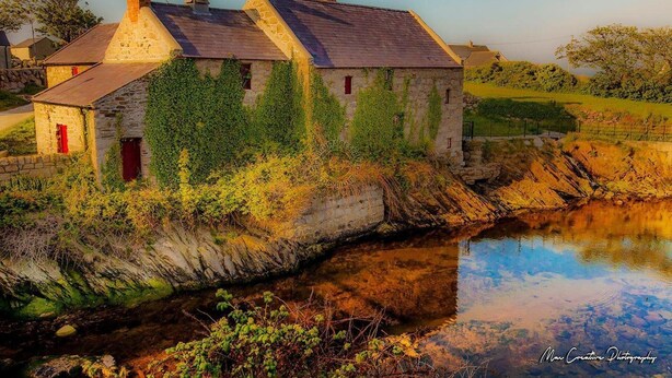 A stone building with ivy, a red door, and a small window. - Foot of the Mournes - Cottage - Sleeps 4 - Parking (Newry)