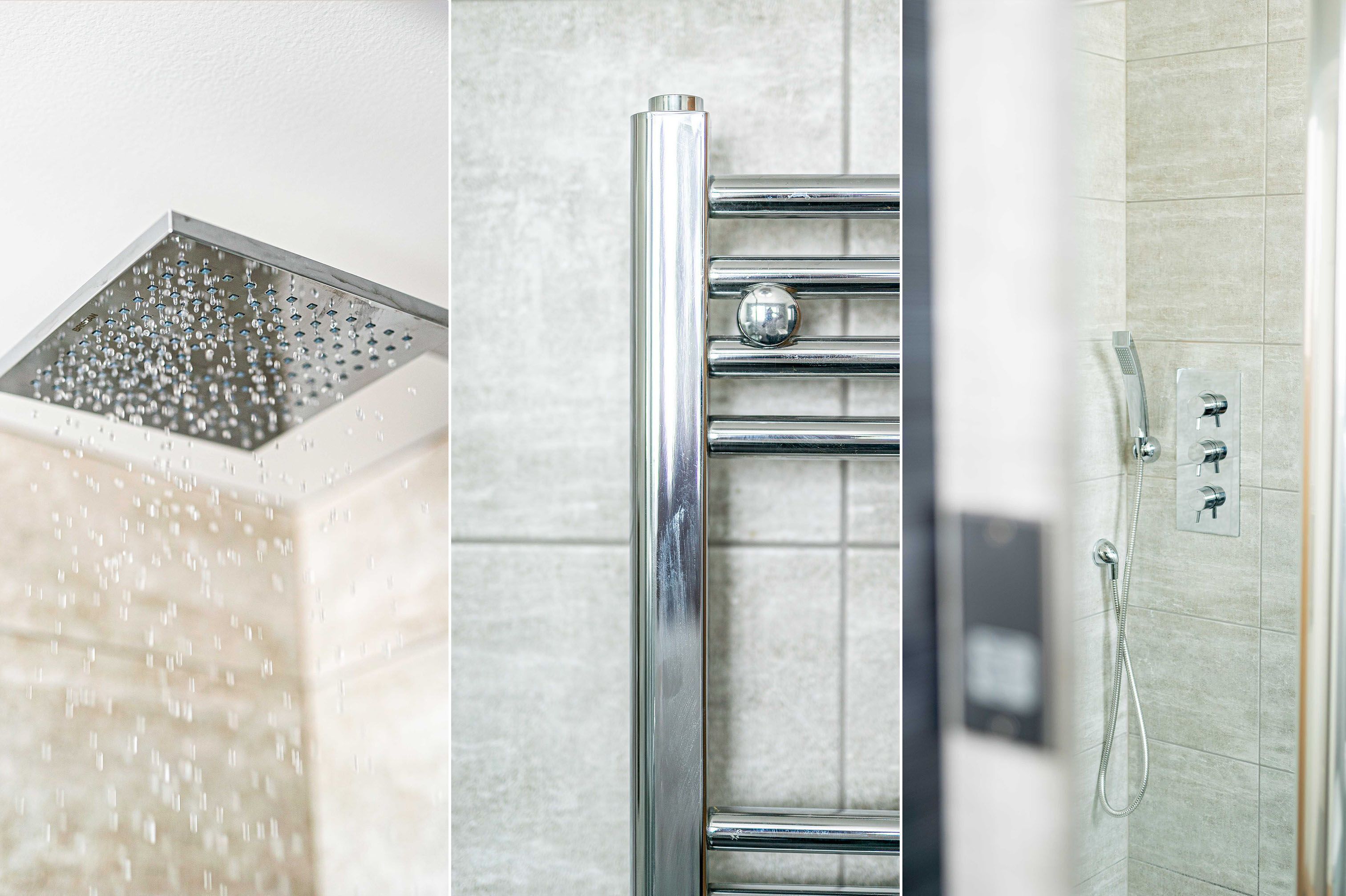 Dusj, hårføner og håndklær