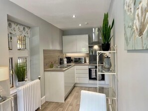 Luxury Apartment, Private Bathroom (Studio) | Private kitchen | Highchair - Rossal House Apartments (Inverness)