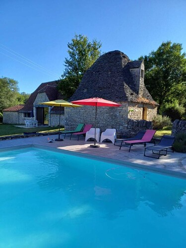 Haus der Quercy Stein Brotbackofen und Weinpresse aus dem 18. Jahrhundert