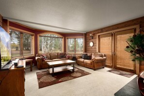 Smart TV, video games, DVD player, foosball