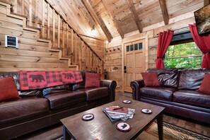 Smart TV, chimenea y libros 