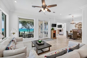 TV, fireplace, DVD player - PoppyLu - Secluded Beachfront Home in Blue Mountain Beach with Private Pool & Golf Cart (Santa Rosa Beach)