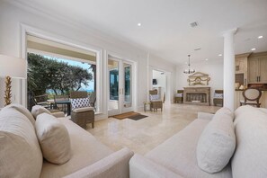 TV, fireplace, DVD player - PoppyLu - Secluded Beachfront Home in Blue Mountain Beach with Private Pool & Golf Cart (Santa Rosa Beach)