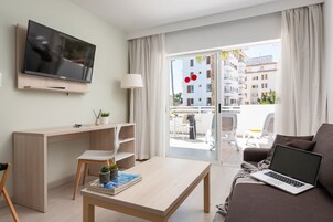 Superior Apartment, Terrace, Pool View | Living area | 32-inch flat-screen TV with satellite channels, TV