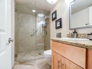 Combined shower/bathtub, hair dryer, towels, soap - Fabulous Condo in the heart of Arcadia Lite - Walk to amazing restaurants (Phoenix)