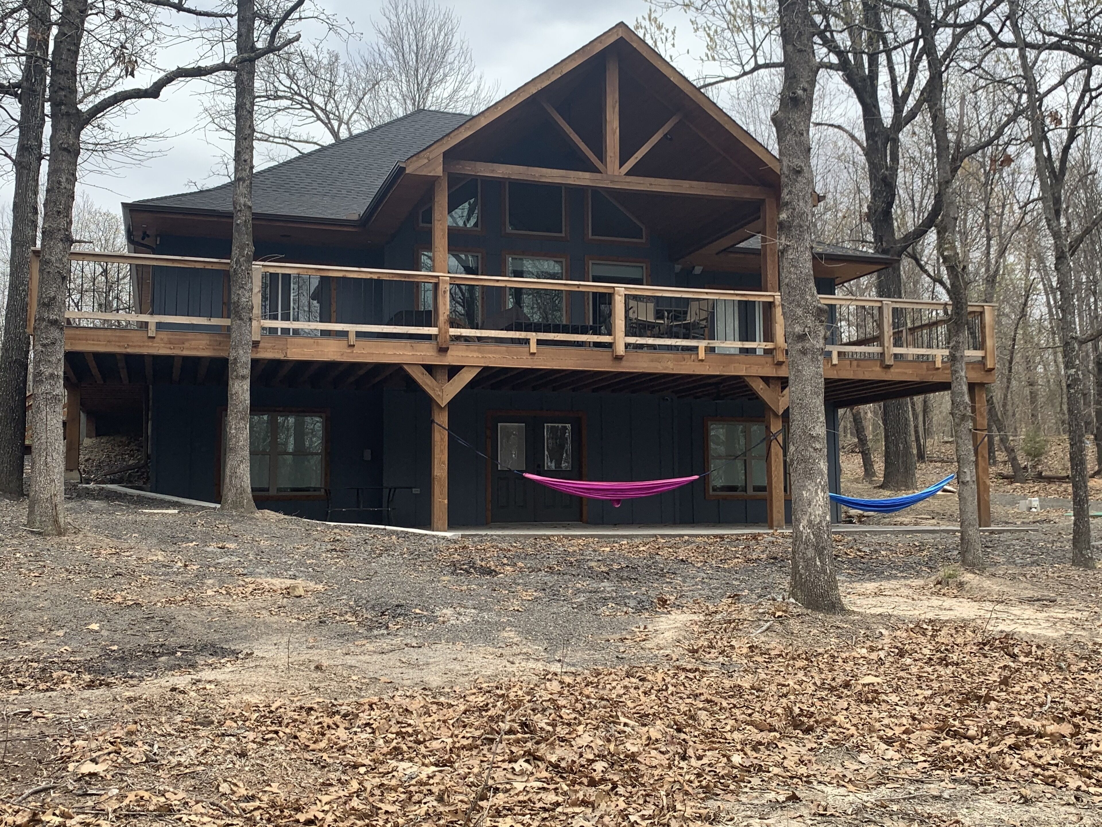 Lake cabin in the woods
