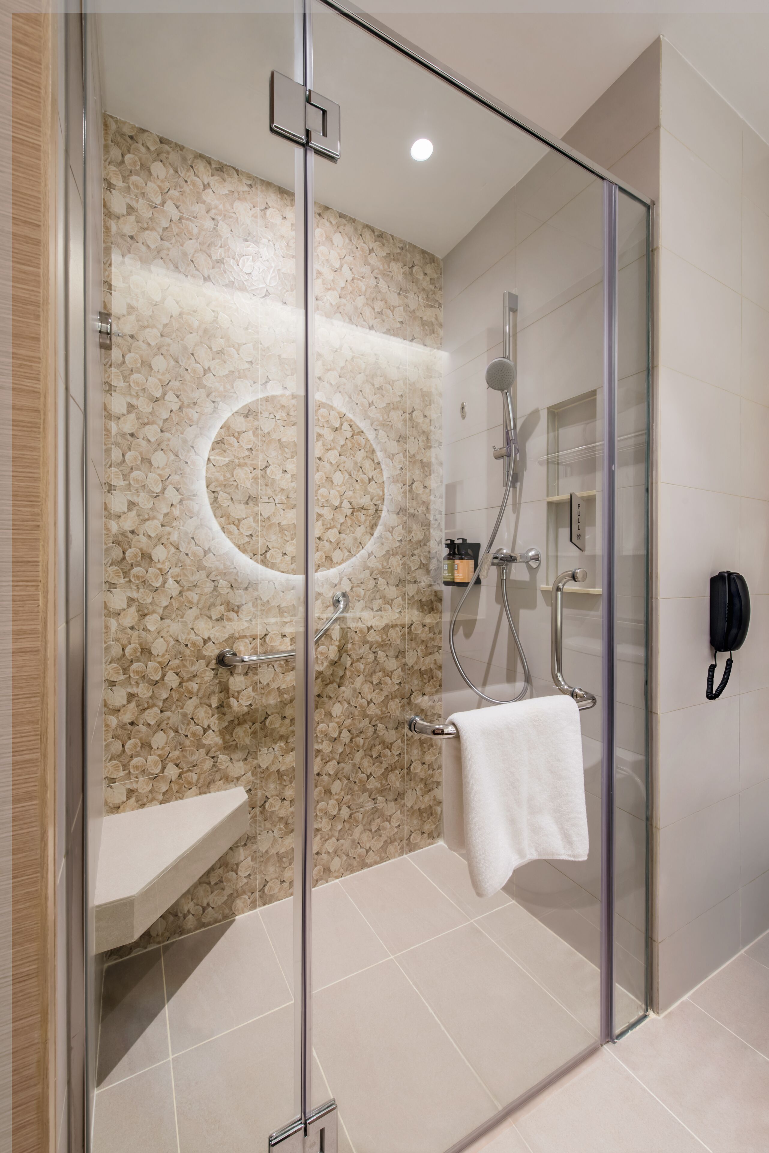 shower, rainfall showerhead, free toiletries, hair dryer