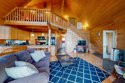 Private island getaway with beach access, lake views, and WiFi