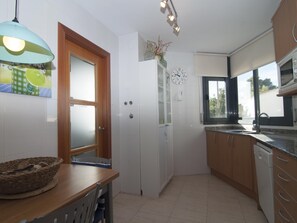 Fridge, microwave, oven, dishwasher