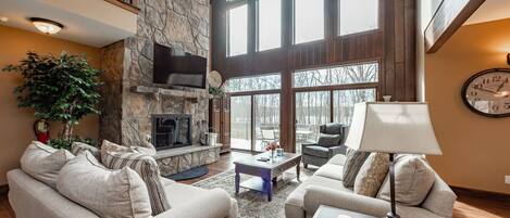 TV, fireplace, DVD player, offices