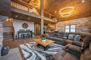 Smart TV, fireplace, video games, DVD player