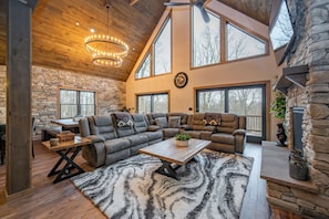 Smart TV, fireplace, video games, DVD player