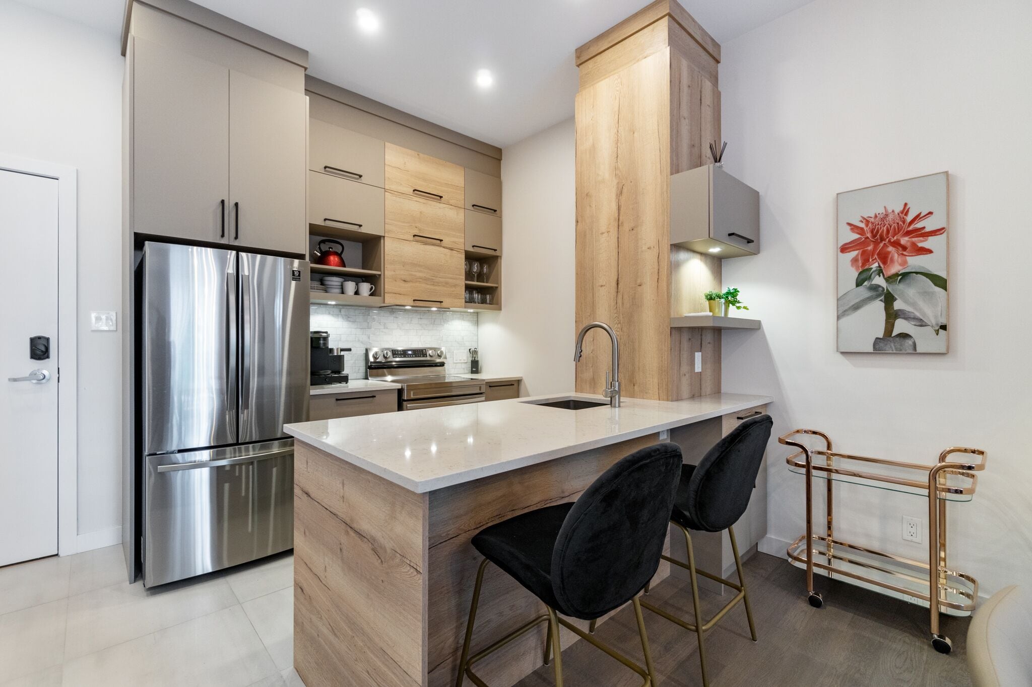 Kühlschrank, Mikrowelle, Ofen, Herdplatte