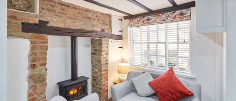 TV, fireplace