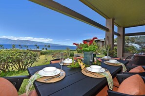 Outdoor dining - KRV 2614 Remodeled Villa w Ocean Views Whale Watch (Lahaina)