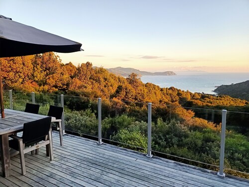 Little Bay Eco House - Kaka Cottage overlooking the ocean and up in the trees