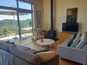 Smart TV, chimenea, libros y servicios de streaming 