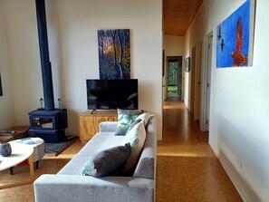 Smart TV, chimenea, libros y servicios de streaming 