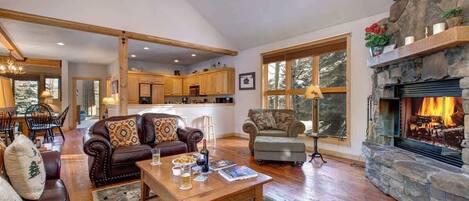 TV, fireplace, offices