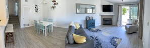 Una Smart TV, una chimenea