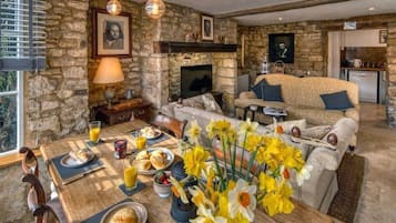 TV, fireplace, offices