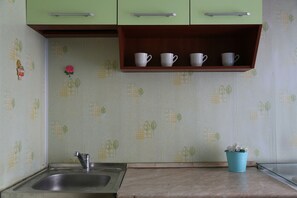 Economy-Apartment | Eigene Küche | Kühlschrank, Mikrowelle, Ofen, Herdplatte