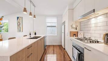 Fridge, microwave, oven, dishwasher