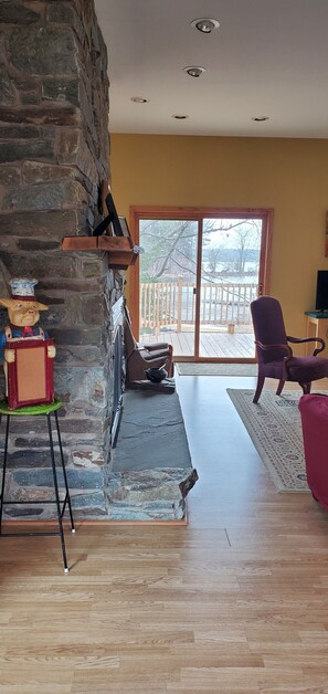 Smart TV y chimenea 