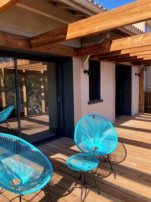 Terrace/patio - Modernes Ferienhaus in Erster Reihe Gegenüber der Dünen (Hourtin)