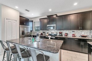 Fridge, microwave, oven, dishwasher