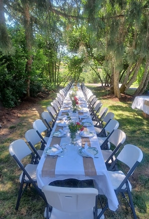 Outdoor banquet area