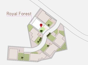 Explore the Royal Forest, a serene residential area with lush greenery and unique plot arrangements.