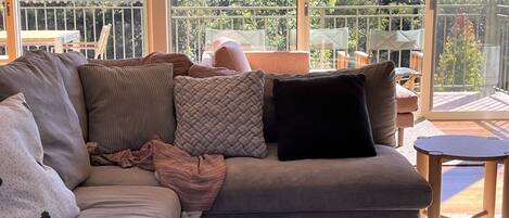 Smart TV, fireplace, DVD player, ping pong