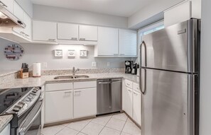 Fridge, microwave, oven, dishwasher