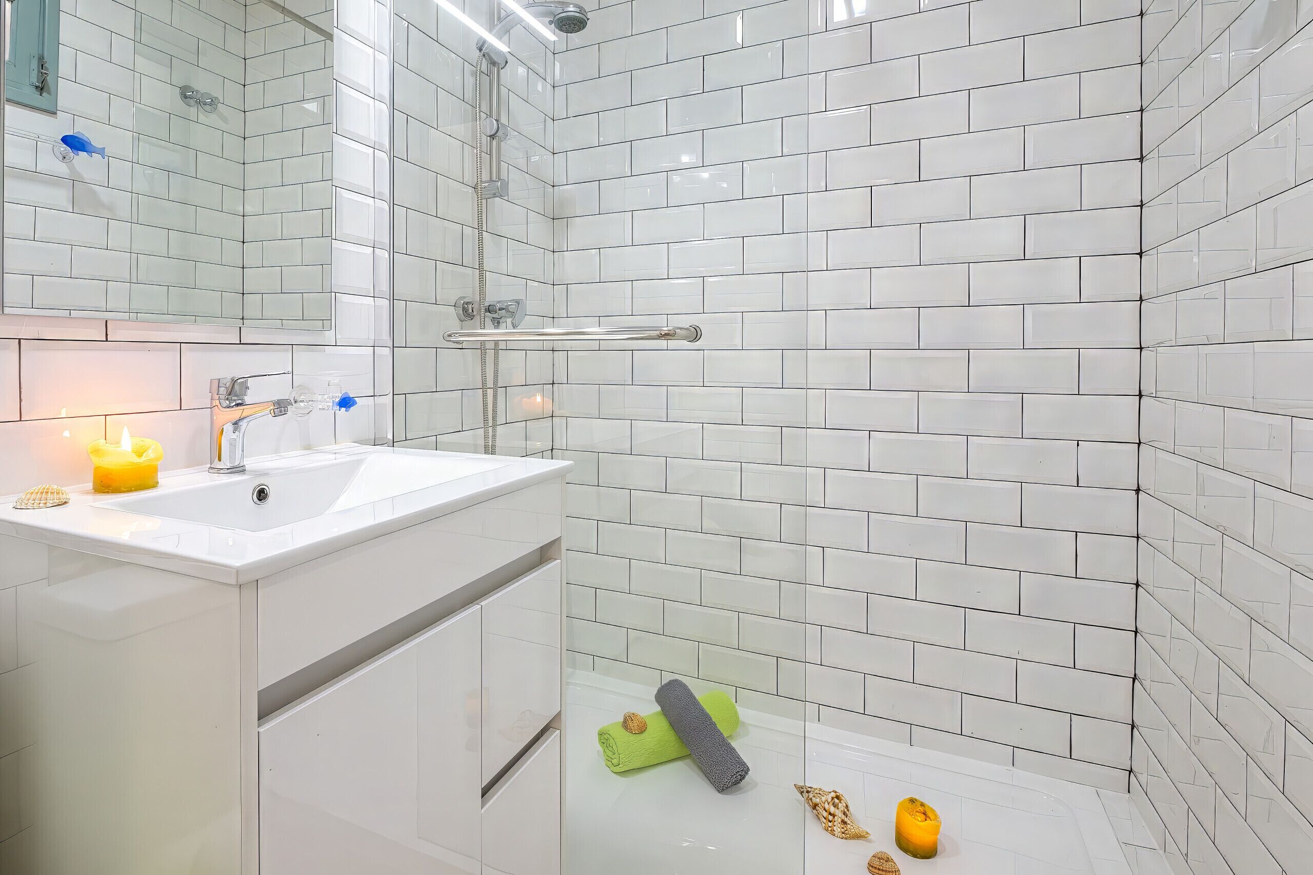 Een douche, een haardroger, handdoeken