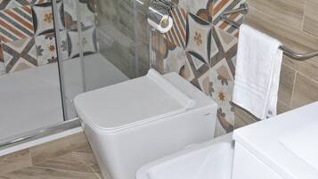 Dusche, Haartrockner, Bidet, Handtücher
