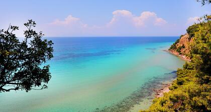 Private Sani beach villa by the sea! #AriadniVillaSani #Greece