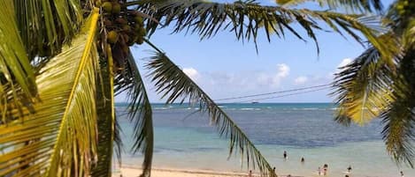 Beach nearby, sun loungers