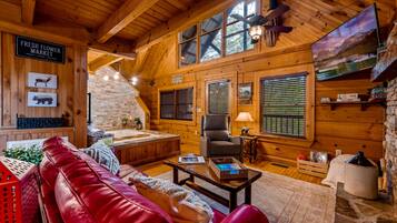 Smart TV, fireplace, video games, DVD player