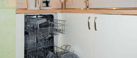 Fridge, microwave, dishwasher, high chair