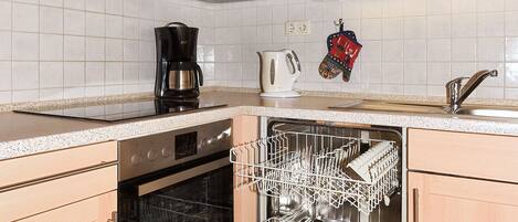 Fridge, microwave, oven, dishwasher