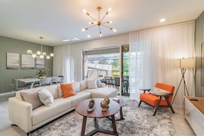 TV, fireplace - Elegant Villa w/ Jacuzzi & Game-Ready Setup (Davenport/)